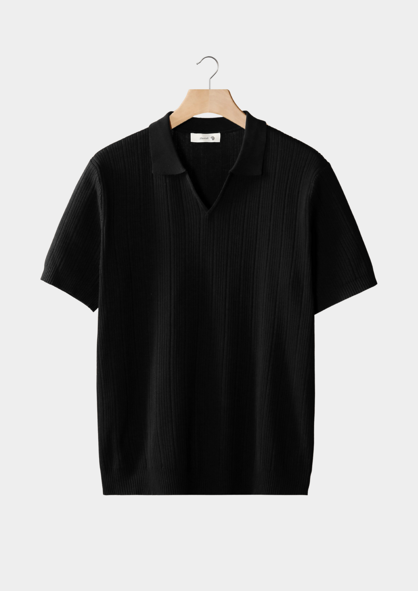 Avery Ribbed Open Collar Polo
