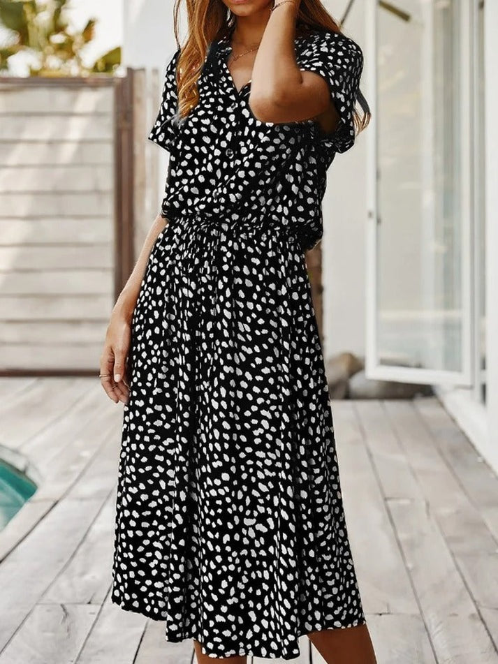 Amber | Printed V-Neck Dress