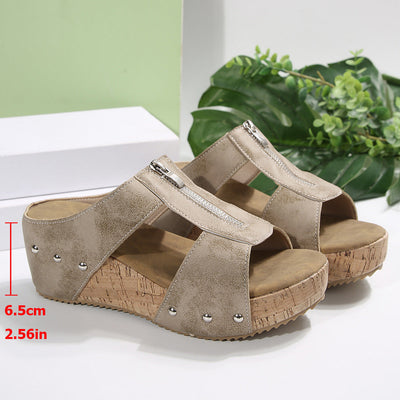 Zira-Studded Zip Wedge Sandals