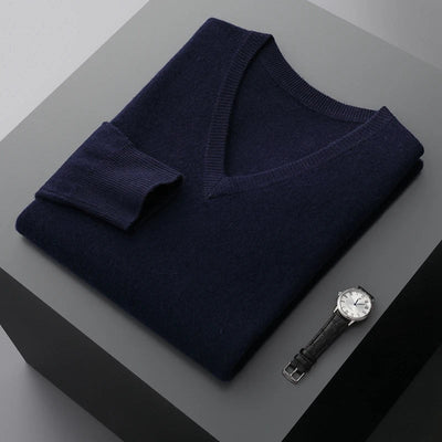 Wollpullover mit V-Ausschnitt