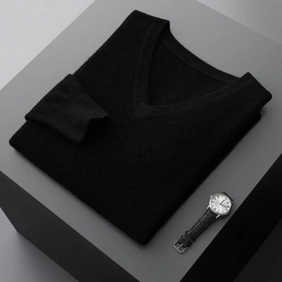 Wollpullover mit V-Ausschnitt