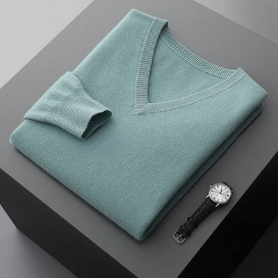 Wollpullover mit V-Ausschnitt