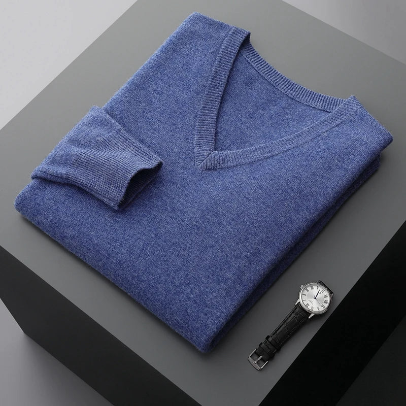 Wollpullover mit V-Ausschnitt