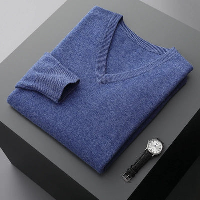 Wollpullover mit V-Ausschnitt