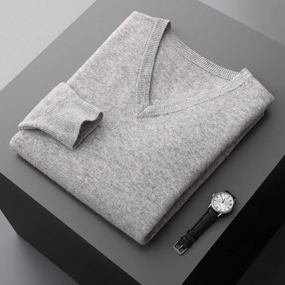 Wollpullover mit V-Ausschnitt